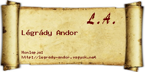 Légrády Andor névjegykártya
